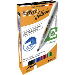BIC — 4 szt. — Suchościeralne markery 1701 (Miks)