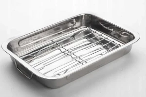 Garpol — 1 szt. — brytfanka INOX z rusztem 35 cm x 27 cm x 5,5 cm