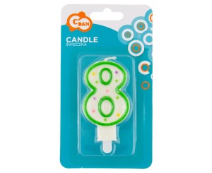 GODAN — 1 szt. — świeczka urodzinowa z kropeczkami (cyferka 8)