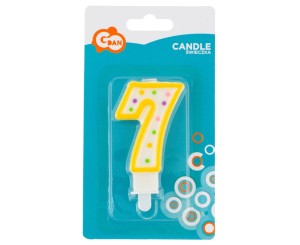 GODAN — 1 szt. — świeczka urodzinowa z kropeczkami (cyferka 7)