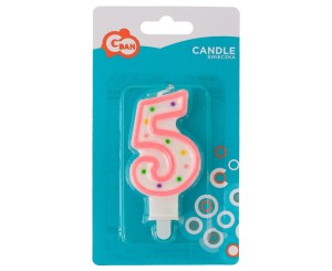 GODAN — 1 szt. — świeczka urodzinowa z kropeczkami (cyferka 5)