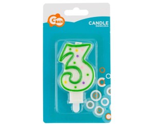 GODAN — 1 szt. — świeczka urodzinowa z kropeczkami (cyferka 3)