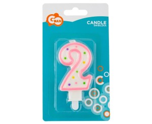 GODAN — 1 szt. — świeczka urodzinowa z kropeczkami (cyferka 2)